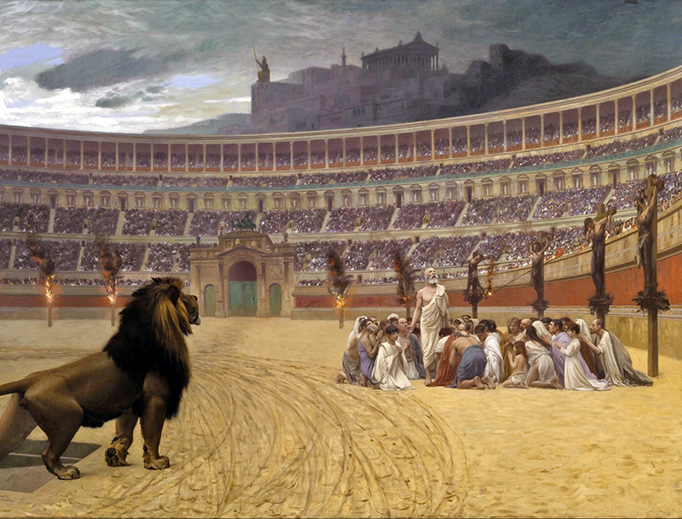 Jean-Léon Gérôme, “The Christian Martyrs’ Last Prayer” (c. 1863-1873) Jean-Léon Gérôme, “The Christian Martyrs’ Last Prayer” (c. 1863-1873)