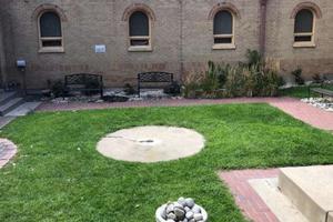 The base of a beheaded statue at Our Lady of Guadalupe Parish in Denver. The base of a beheaded statue at Our Lady of Guadalupe Parish in Denver.