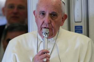 Pope Francis speaks with journalists aboard the plane from Manila to Rome on Jan. 19. Pope Francis speaks with journalists aboard the plane from Manila to Rome on Jan. 19.
