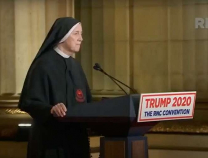 Sister Deirdre Byrne addresses the Republican National Convention on August 26, 2020. Sister Deirdre Byrne addresses the Republican National Convention on August 26, 2020.