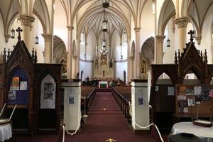 Above, St. Benedict the Moor is a personal parish in the Black Catholic tradition in Pittsburgh. Below is the interior of the Basilica of St. Mary of the Immaculate Conception in Norfolk, Virginia. Above, St. Benedict the Moor is a personal parish in the Black Catholic tradition in Pittsburgh. Below is the interior of the Basilica of St. Mary of the Immaculate Conception in Norfolk, Virginia.