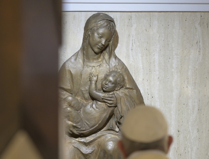 Pope Francis celebrated daily Mass in the chapel of Casa Santa Marta on Saturday, May 16, 2020, during the coronavirus pandemic in Italy. Pope Francis celebrated daily Mass in the chapel of Casa Santa Marta on Saturday, May 16, 2020, during the coronavirus pandemic in Italy.