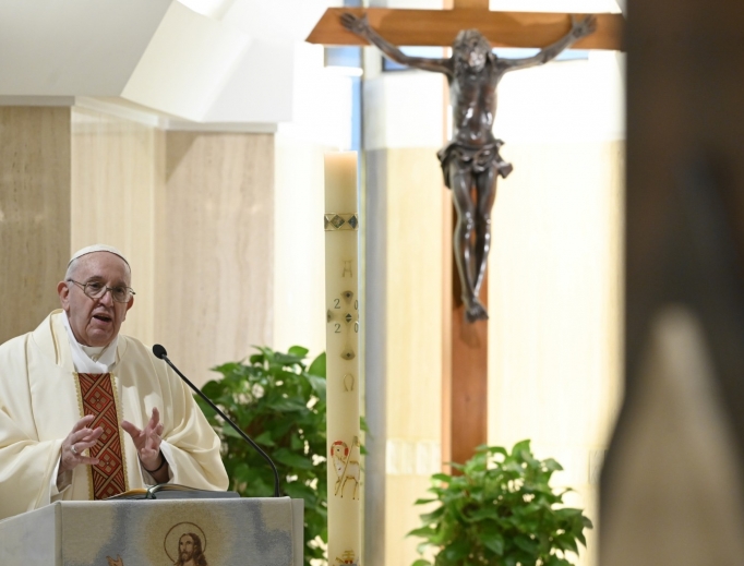 Pope Francis delivers his homily during Mass on April 21, 2020. Pope Francis delivers his homily during Mass on April 21, 2020.