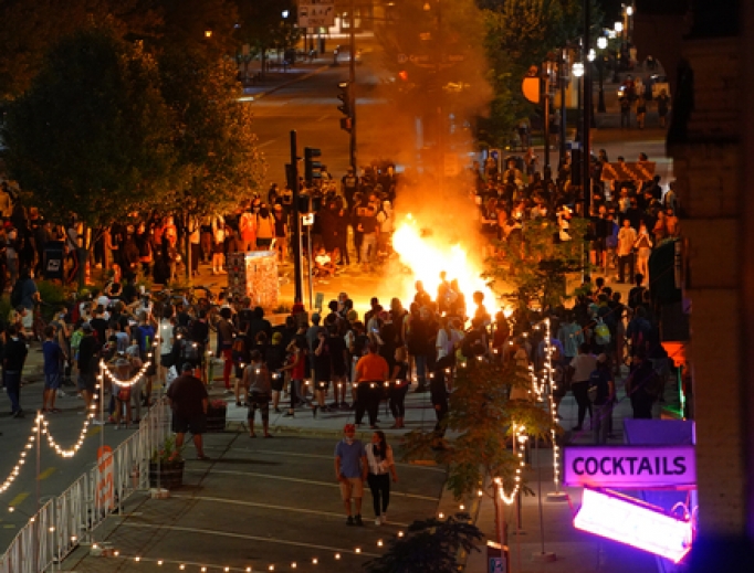 Rioters in the streets of Madison lighting fires to protest the death of Jacob Blake in Kenosha. Rioters in the streets of Madison lighting fires to protest the death of Jacob Blake in Kenosha.