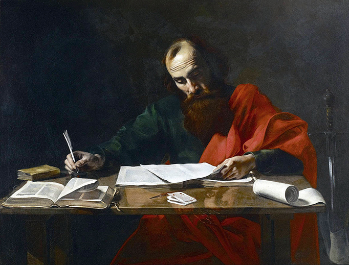 Valentin de Boulogne (1591-1632), “Saint Paul Writing His Epistles” Valentin de Boulogne (1591-1632), “Saint Paul Writing His Epistles”