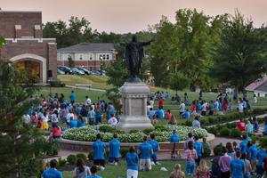 After the county issued a mass COVID-19 quarantine order to the college, students led a Rosary Sept. 3 at Raven Memorial Park on the Benedictine College campus. After the county issued a mass COVID-19 quarantine order to the college, students led a Rosary Sept. 3 at Raven Memorial Park on the Benedictine College campus.