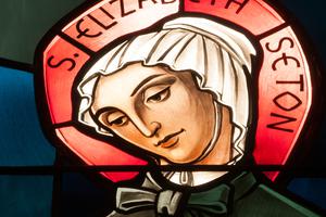 This stained-glass window in Lawrenceville, New Jersey, depicts St. Elizabeth Ann Seton, American saint and founder of Daughters of Charity. This stained-glass window in Lawrenceville, New Jersey, depicts St. Elizabeth Ann Seton, American saint and founder of Daughters of Charity.