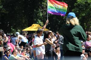 Residents of Australia wave flags during an LGBT event in Melbourne on January 14, 2018. Residents of Australia wave flags during an LGBT event in Melbourne on January 14, 2018.