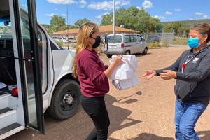 St. Michael’s Indian School employees have worked to provide food support to Native families traveling to distribution centers. St. Michael’s Indian School employees have worked to provide food support to Native families traveling to distribution centers.