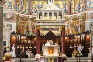 A celebration of Mass inside the Basilica of Santa Maria in Trastevere, Rome. A celebration of Mass inside the Basilica of Santa Maria in Trastevere, Rome.
