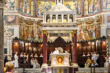 A celebration of Mass inside the Basilica of Santa Maria in Trastevere, Rome. A celebration of Mass inside the Basilica of Santa Maria in Trastevere, Rome.