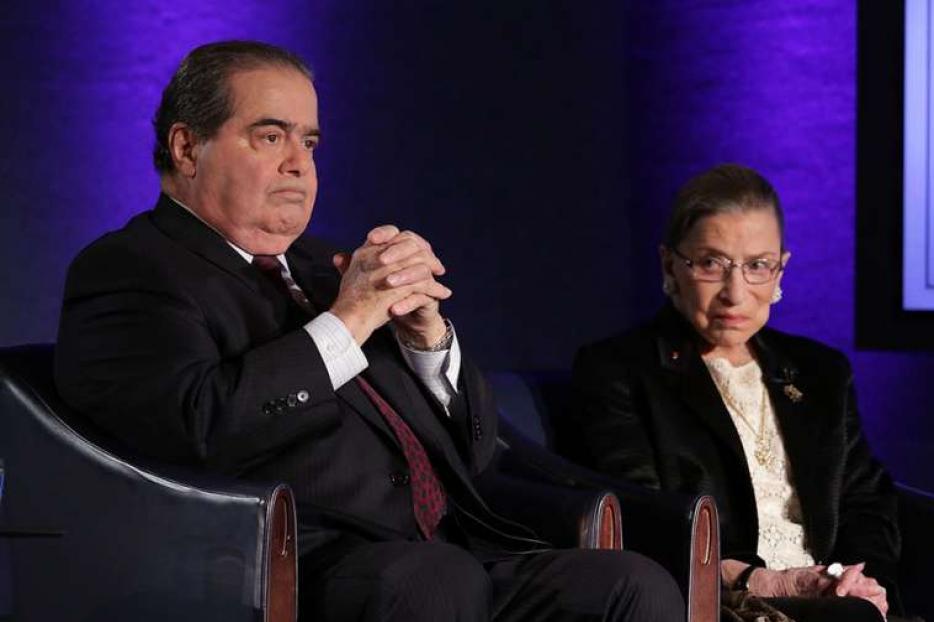 Antonin Scalia and Ruth Bader Ginsburg at the National Press Club in Washington, DC, April 17, 2014. Antonin Scalia and Ruth Bader Ginsburg at the National Press Club in Washington, DC, April 17, 2014.