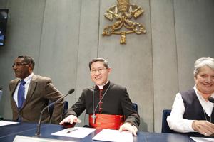 Cardinal Luis Tagle at a press conference on Share the Journey, a Caritas International initiative to promote migrant and refugee relationships in communities, at the Holy See Press Office on September 27, 2017. Cardinal Luis Tagle at a press conference on Share the Journey, a Caritas International initiative to promote migrant and refugee relationships in communities, at the Holy See Press Office on September 27, 2017.