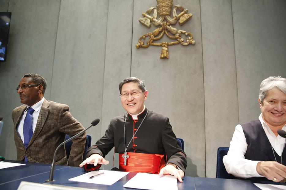 Cardinal Luis Tagle at a press conference on Share the Journey, a Caritas International initiative to promote migrant and refugee relationships in communities, at the Holy See Press Office on September 27, 2017. Cardinal Luis Tagle at a press conference on Share the Journey, a Caritas International initiative to promote migrant and refugee relationships in communities, at the Holy See Press Office on September 27, 2017.