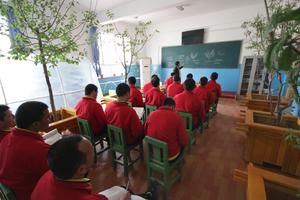 Uyghurs learn gardening at reeducation camp vocational skills training center in Moyu County, Hotan Prefecture in Xinjiang on April 29, 2019. Uyghurs learn gardening at reeducation camp vocational skills training center in Moyu County, Hotan Prefecture in Xinjiang on April 29, 2019.