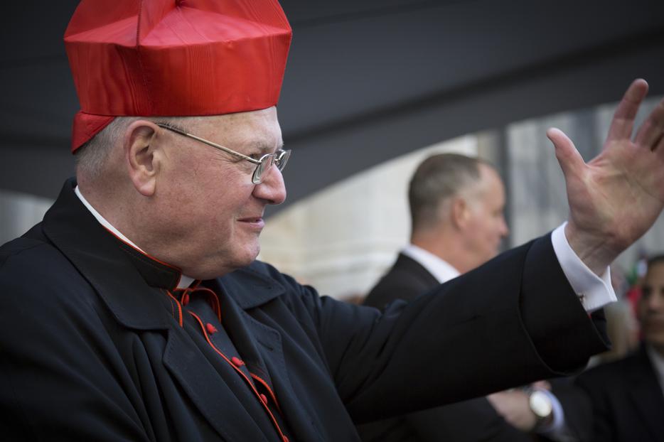Cardinal Timothy Dolan, Archbishop of New York, waves to parade marchers in front of St. Patricks Cathedral on Saint Patrick's Day in Manhattan on March 17, 2016. Cardinal Timothy Dolan, Archbishop of New York, waves to parade marchers in front of St. Patricks Cathedral on Saint Patrick's Day in Manhattan on March 17, 2016.