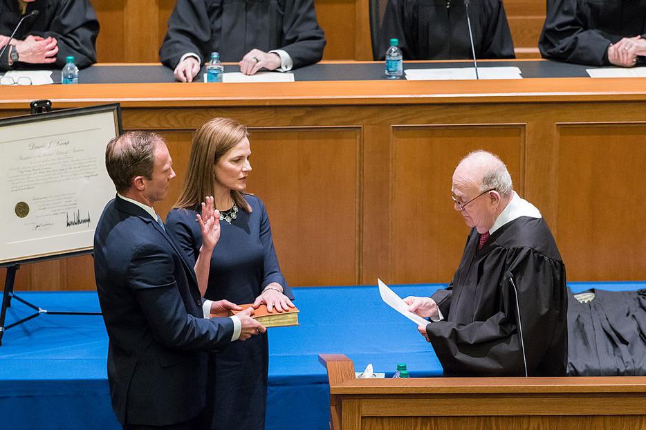Judge Amy Coney Barrett at her Investiture Ceremony. Judge Amy Coney Barrett at her Investiture Ceremony.