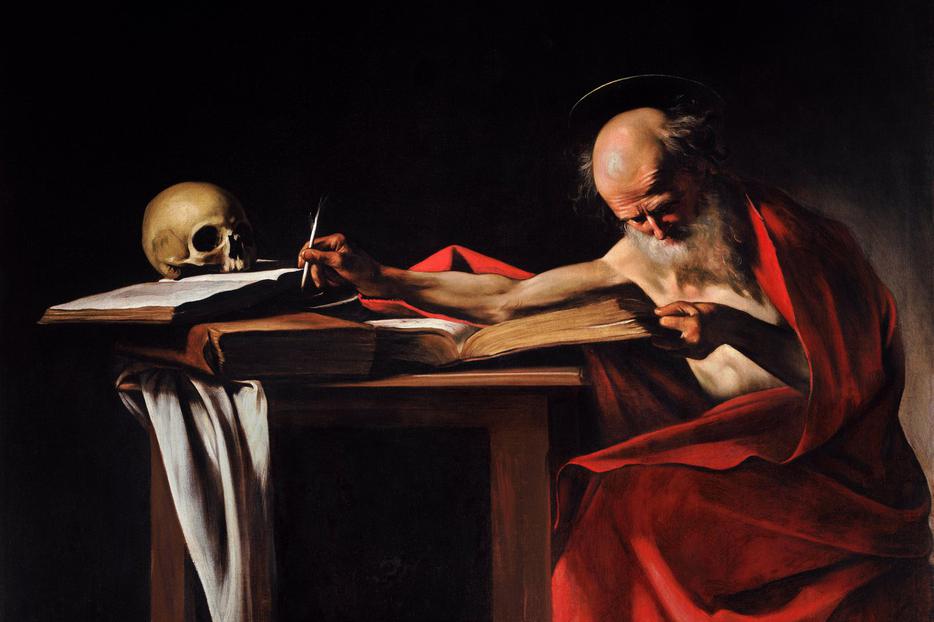 Benedict XV’s encyclical celebrates the 1,500th anniversary of the death of St. Jerome, who first translated the Bible into Latin, as shown in this Caravaggio painting. Benedict XV’s encyclical celebrates the 1,500th anniversary of the death of St. Jerome, who first translated the Bible into Latin, as shown in this Caravaggio painting.