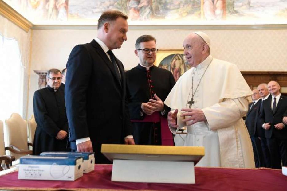 Polish President Andrzej Duda meets with Pope Francis at the Vatican Sept. 25, 2020. Polish President Andrzej Duda meets with Pope Francis at the Vatican Sept. 25, 2020.
