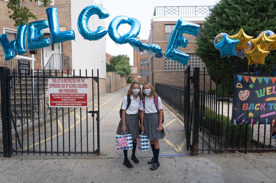 Students attend first day of in-person learning at Catholic schools in the Archdiocese of New York at Immaculate Conception Catholic Academy on September 9, 2020. Students attend first day of in-person learning at Catholic schools in the Archdiocese of New York at Immaculate Conception Catholic Academy on September 9, 2020.