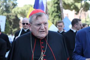 Cardinal Raymond Leo Burke at the March for Life in Rome, held on Mother's Day, May 10, 2015. Cardinal Raymond Leo Burke at the March for Life in Rome, held on Mother's Day, May 10, 2015.