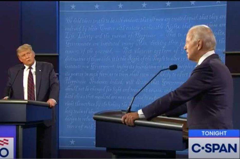 President Donald Trump alongside Joe Biden during the first presidential debate on September 29, 2020. President Donald Trump alongside Joe Biden during the first presidential debate on September 29, 2020.