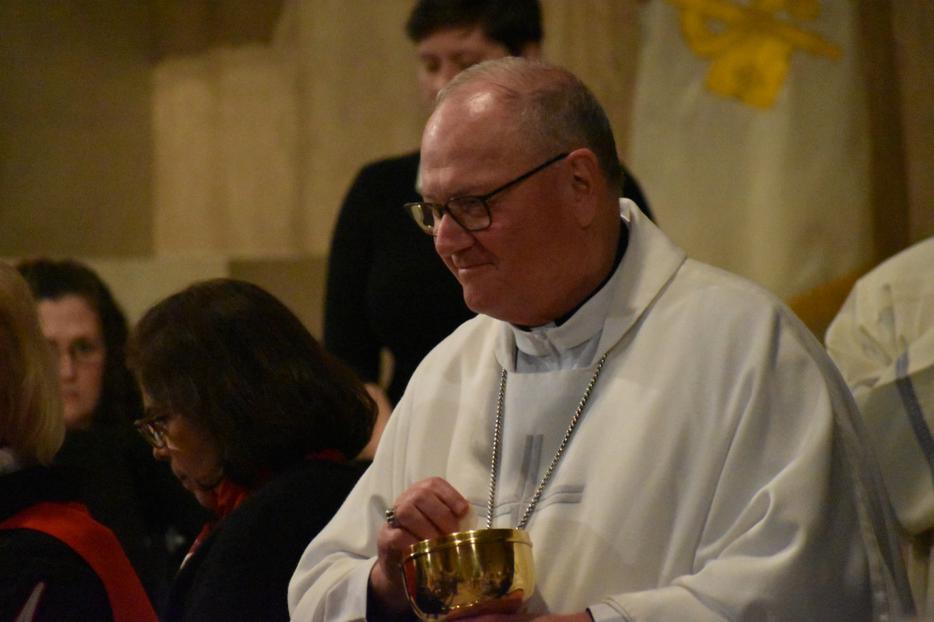 Cardinal Timothy Dolan of New York distributes communion during the Mass for Life at the Basilica of the National Shrine of the Immaculate Conception on Jan. 23, 2020. Cardinal Timothy Dolan of New York distributes communion during the Mass for Life at the Basilica of the National Shrine of the Immaculate Conception on Jan. 23, 2020.