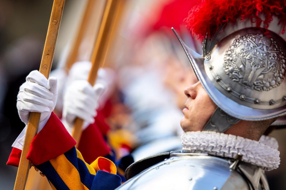 The Swiss Guard swearing in ceremony at the Vatican on May 6, 2019, which included 23 new members. The Swiss Guard swearing in ceremony at the Vatican on May 6, 2019, which included 23 new members.