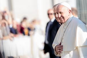 Pope Francis greets pilgrims during the Wednesday general audience in St. Peter's Square on Oct. 23, 2019. Pope Francis greets pilgrims during the Wednesday general audience in St. Peter's Square on Oct. 23, 2019.