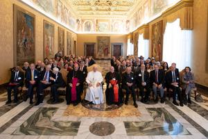 Pope Francis met with participants in the Plenary Assembly of the Pontifical Academy of Sciences at the Vatican on Nov. 12, 2018. Pope Francis met with participants in the Plenary Assembly of the Pontifical Academy of Sciences at the Vatican on Nov. 12, 2018.