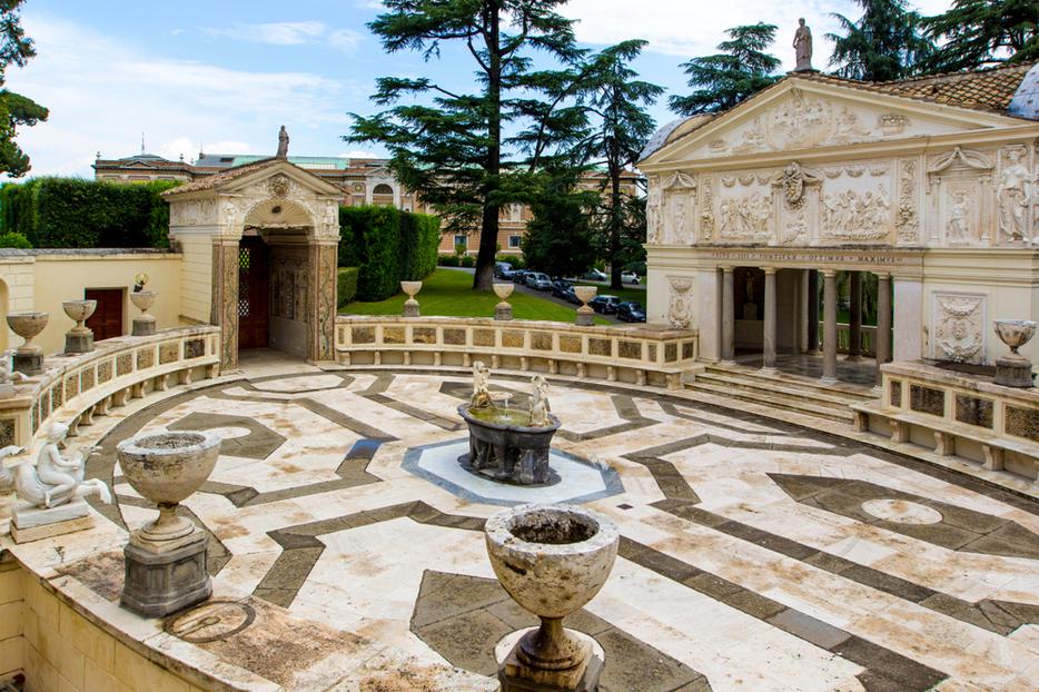 View of Villa Pia (Casina Pio IV) which is now home to Pontifical Academy of Sciences from Vatican Gardens in Rome Italy. View of Villa Pia (Casina Pio IV) which is now home to Pontifical Academy of Sciences from Vatican Gardens in Rome Italy.
