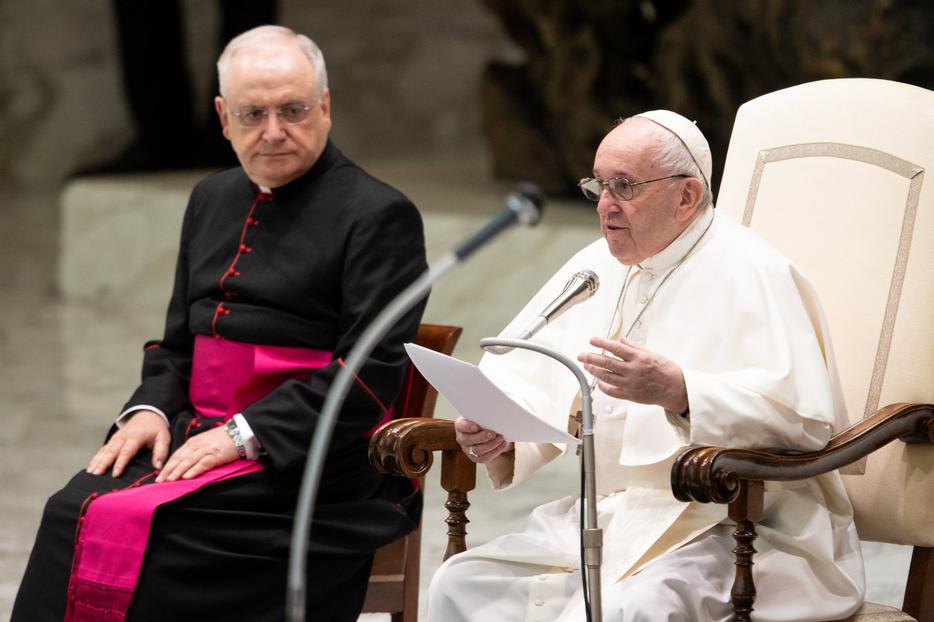Pope Francis at his general audience in the Paul VI Audience Hall at the Vatican Oct. 14, 2020. Pope Francis at his general audience in the Paul VI Audience Hall at the Vatican Oct. 14, 2020.