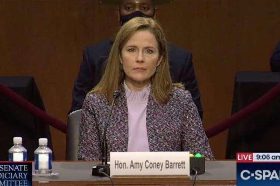Judge Amy Coney Barrett before the Senate Judiciary Committee, Oct. 14, 2020. Judge Amy Coney Barrett before the Senate Judiciary Committee, Oct. 14, 2020.