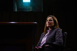 Supreme Court nominee Judge Amy Coney Barrett testifies before the Senate Judiciary Committee on the third day of her confirmation hearing on Capitol Hill on Oct. 14, 2020 in Washington, DC. Barrett was nominated by President Donald Trump to fill the vacancy left by Justice Ruth Bader Ginsburg who passed away in September. Supreme Court nominee Judge Amy Coney Barrett testifies before the Senate Judiciary Committee on the third day of her confirmation hearing on Capitol Hill on Oct. 14, 2020 in Washington, DC. Barrett was nominated by President Donald Trump to fill the vacancy left by Justice Ruth Bader Ginsburg who passed away in September.