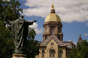 The Golden Dome atop the MaIn Building at the University of Notre Dame. The Golden Dome atop the MaIn Building at the University of Notre Dame.