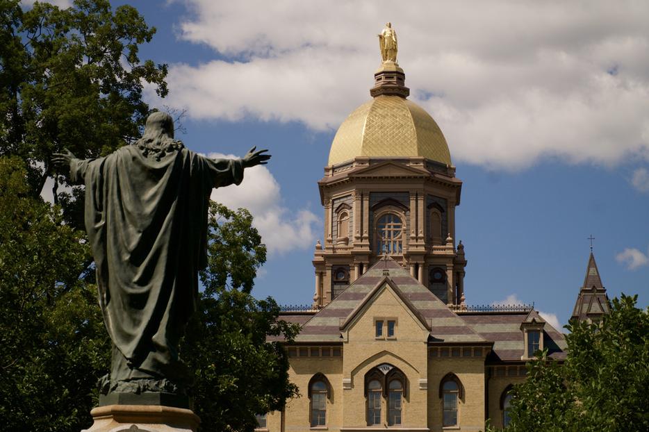 The Golden Dome atop the MaIn Building at the University of Notre Dame. The Golden Dome atop the MaIn Building at the University of Notre Dame.