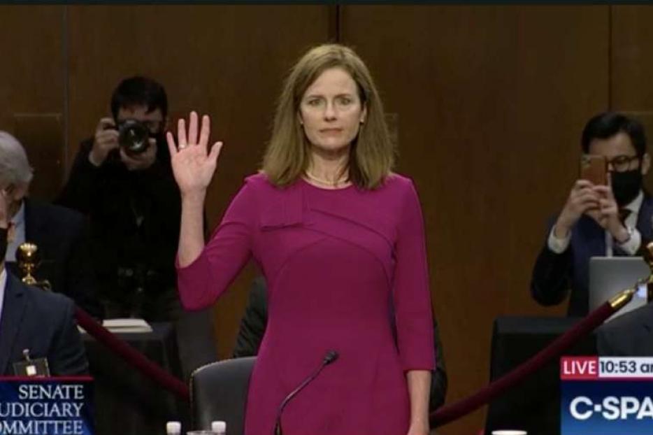 Judge Amy Coney Barrett before the Senate Judiciary Committee, Oct. 12, 2020. Judge Amy Coney Barrett before the Senate Judiciary Committee, Oct. 12, 2020.