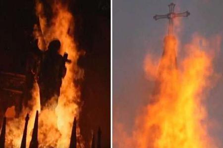 Church fires in Santiago, Chile Oct. 18. Church fires in Santiago, Chile Oct. 18.