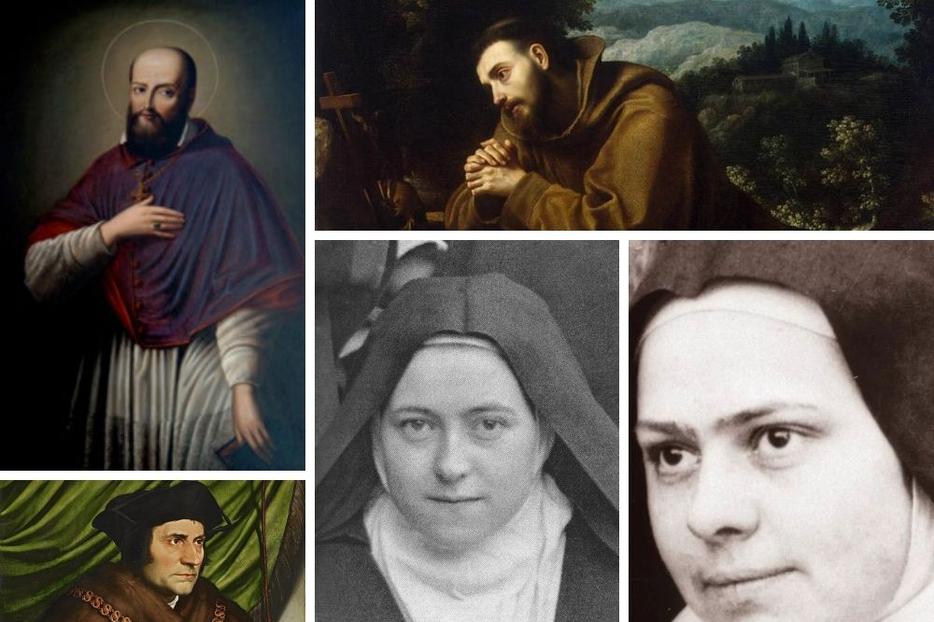 Clockwise from top left: Francis de Sales, Francis of Assisi, Elizabeth of the Trinity, Thérèse and Thomas More show what a life lived for God and others looks like. Clockwise from top left: Francis de Sales, Francis of Assisi, Elizabeth of the Trinity, Thérèse and Thomas More show what a life lived for God and others looks like.