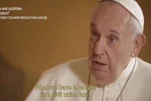 Pope Francis speaking about civil unions during a documentary. Pope Francis speaking about civil unions during a documentary.