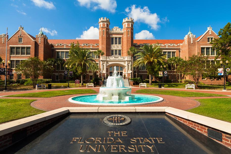 The red brick administration building at the entrance of the Florida State University. The red brick administration building at the entrance of the Florida State University.