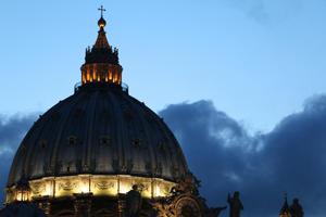 The cupola of St. Peter's Basilica on April 26, 2014.