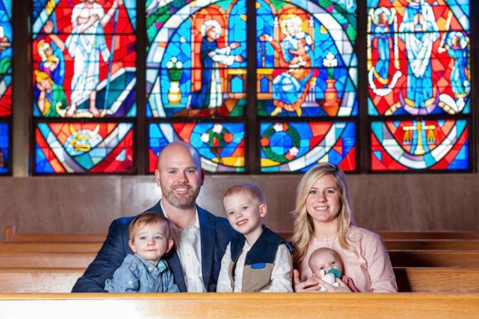 Tyler Rowley, shown with wife Nichole and children Gerard, Fulton, EveMarie, uses lessons from football in his pro-life and speaking endeavors. Tyler Rowley, shown with wife Nichole and children Gerard, Fulton, EveMarie, uses lessons from football in his pro-life and speaking endeavors.