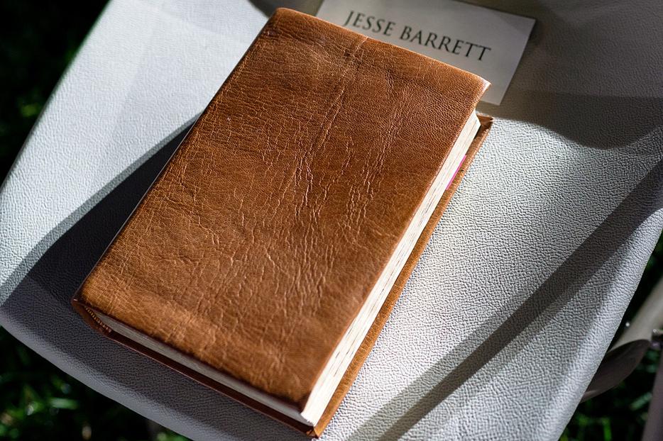 The Barrett family Bible is seen on Jesse Barrett’s seat before the swearing-in ceremony of his wife, Judge Amy Coney Barrett, as Supreme Court Associate Justice Oct. 26 on the South Lawn of the White House. The Barrett family Bible is seen on Jesse Barrett’s seat before the swearing-in ceremony of his wife, Judge Amy Coney Barrett, as Supreme Court Associate Justice Oct. 26 on the South Lawn of the White House.