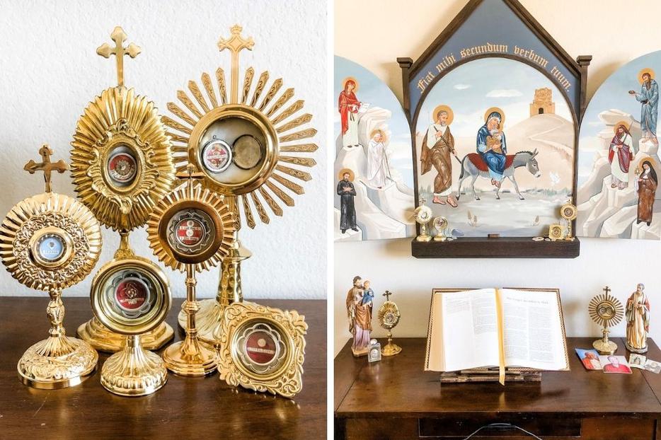 Lisa and Kevin Cotter are blessed to have been given relics of Pope St. John Paul II, St. Anne, St. Maria Goretti, St. Elizabeth Ann Seton, St. Ignatius of Loyola and St. Thérèse, among others. Lisa and Kevin Cotter are blessed to have been given relics of Pope St. John Paul II, St. Anne, St. Maria Goretti, St. Elizabeth Ann Seton, St. Ignatius of Loyola and St. Thérèse, among others.