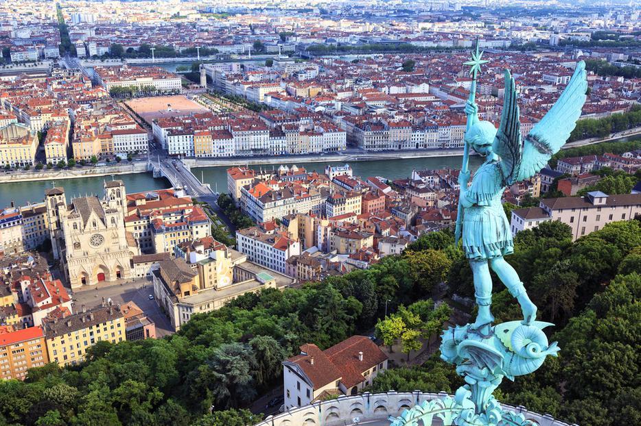 View of Lyon from the top of Notre Dame de Fourviere. View of Lyon from the top of Notre Dame de Fourviere.