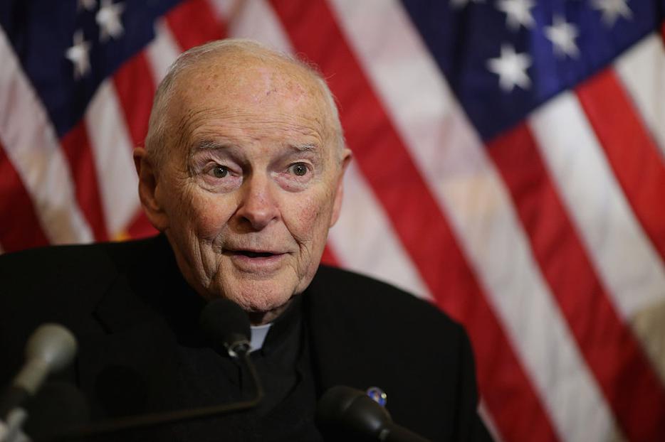 Cardinal Theodore McCarrick, archbishop emeritus of Washington, speaks during a news conference with senators and national religious leaders to respond to attempts at vilifying refugees and to call on lawmakers to engage in policymaking and not 'fear-mongering' at the U.S. Capitol December 8, 2015 in Washington, DC. Cardinal Theodore McCarrick, archbishop emeritus of Washington, speaks during a news conference with senators and national religious leaders to respond to attempts at vilifying refugees and to call on lawmakers to engage in policymaking and not 'fear-mongering' at the U.S. Capitol December 8, 2015 in Washington, DC.