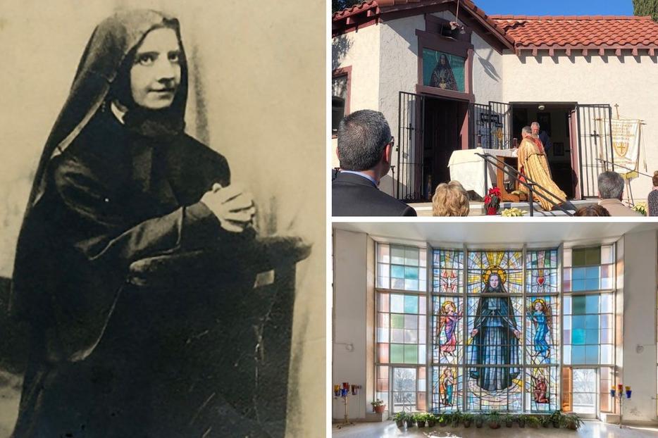 Clockwise from left: A portrait of Mother Frances Cabrini, the 2019 Mother Cabrini Mass at St. Frances Xavier Chapel in Burbank, California, and a stained-glass window bearing an image of the saint at the St. Frances Xavier Cabrini Shrine in New York attest to the enduring legacy of this beloved saint. Clockwise from left: A portrait of Mother Frances Cabrini, the 2019 Mother Cabrini Mass at St. Frances Xavier Chapel in Burbank, California, and a stained-glass window bearing an image of the saint at the St. Frances Xavier Cabrini Shrine in New York attest to the enduring legacy of this beloved saint.