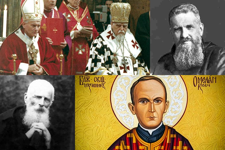 Clockwise, from upper left: Servant of God Josyf Slipyi with Pope St. John Paul II; Venerable Andrey Sheptytsky; Blessed Omelian Kovch; Blessed Klymentiy. Clockwise, from upper left: Servant of God Josyf Slipyi with Pope St. John Paul II; Venerable Andrey Sheptytsky; Blessed Omelian Kovch; Blessed Klymentiy.
