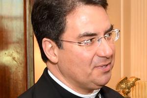 Bishop Oscar Cantú of the Diocese of Las Cruces and chair of the Committee on International Justice and Peace of the United States Conference of Catholic Bishops greets U.S. Secretary of State Rex Tillerson before a meeting at the U.S. Department of State in Washington, D.C. on March 23, 2017. Bishop Oscar Cantú of the Diocese of Las Cruces and chair of the Committee on International Justice and Peace of the United States Conference of Catholic Bishops greets U.S. Secretary of State Rex Tillerson before a meeting at the U.S. Department of State in Washington, D.C. on March 23, 2017.